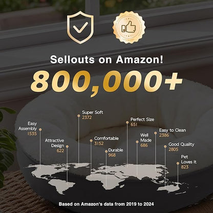 Love's cabin Round Donut Cat and Dog Cushion Bed, 25in Pet Bed for Small or Medium Dogs, Anti-Slip & Water-Resistant Bottom, Soft Durable Fabric Pet Beds, Washable Calming Cat & Dog Bed Dark Grey