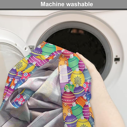 Ambesonne Christmas Dog Crate Cover, Colorful Christmas Balls Different Retro Patterns Holiday Celebration Theme Print, Easy to Use Pet Kennel Cover for Medium Large Dogs, 48 Inch, Purple Multicolor