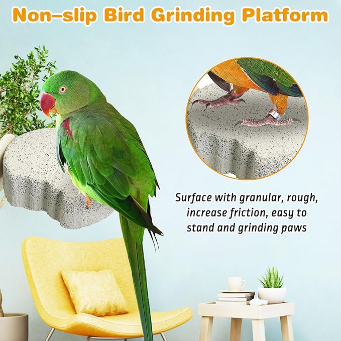 PINVNBY 8 PCS Bird Perch Parrot Beak Grinding Stone Calcium Mineral Parrot Perch Foot Claws Trimmer Chewing Toy Bird Cage Accessories for Small Medium Budgie Cockatiel Conure Lovebird (Lune)