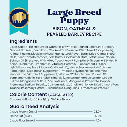 Solid Gold Large Breed Puppy Dog Food Dry Kibble - High Protein Dry Puppy Food for Large Breed Dogs w/Real Bison, Healthy Whole Grain & Probiotics for Gut Health & Digestion - Nutrientboost - 22 LB