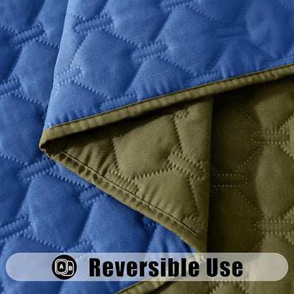 Smiry Waterproof Dog Blanket, Soft Dog Bed Cover Pet Blanket, Reversible Couch Cover for Dogs Washable, Pet Couch Covers for Sofa Furniture Protector for Puppy Cat (82x102 Inch, Green/Navy)