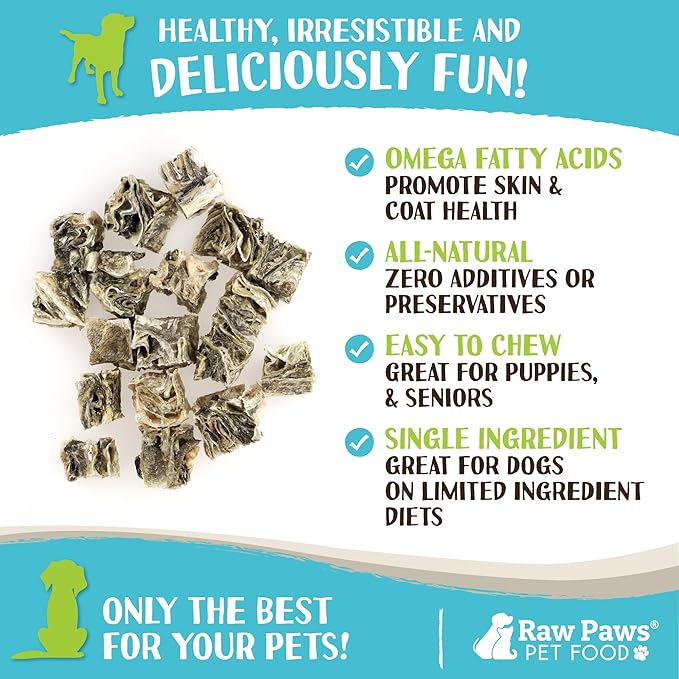 Raw Paws Cod Skin Cubes for Dogs, 5-oz  Cod Skins for Dogs - Fish Skins for Dogs - Fish Skin Chews for Dogs - Cod Skin Dog Treats - Cod Treats for Dogs - Crunchy Cod Treats for Dogs - Cod Dog Treats