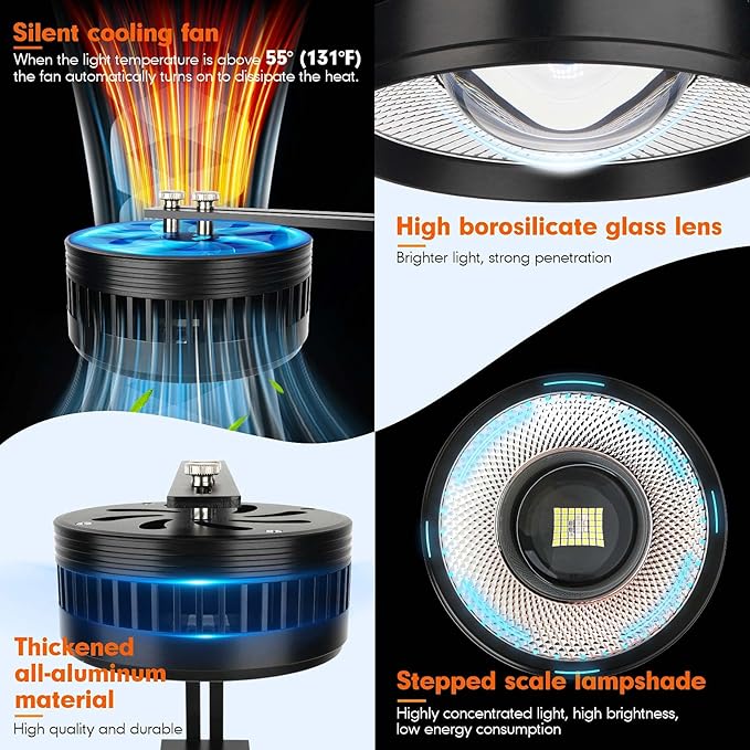 AQQA Aquarium Clip-On Stream Light with Controller, LED Fish Tank Light with 3 Modes (White/RGB/Full Spectrum), Timer & 6 Brightness Levels, Adjustable Clamp for Freshwater Plants Fish Tanks 35W