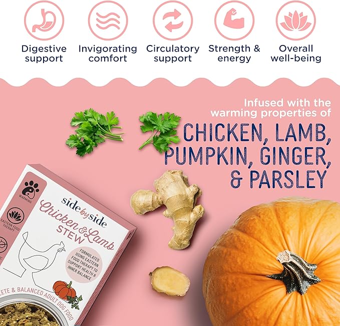 Side by Side Chicken & Lamb Stew - Warming Wet Dog Food & Dog Food Topper for All Breeds - Made with Nutrients & Whole Raw Ingredients - No Artificial Additives or Fillers - USA Made (12.5 oz, 6-Pack)