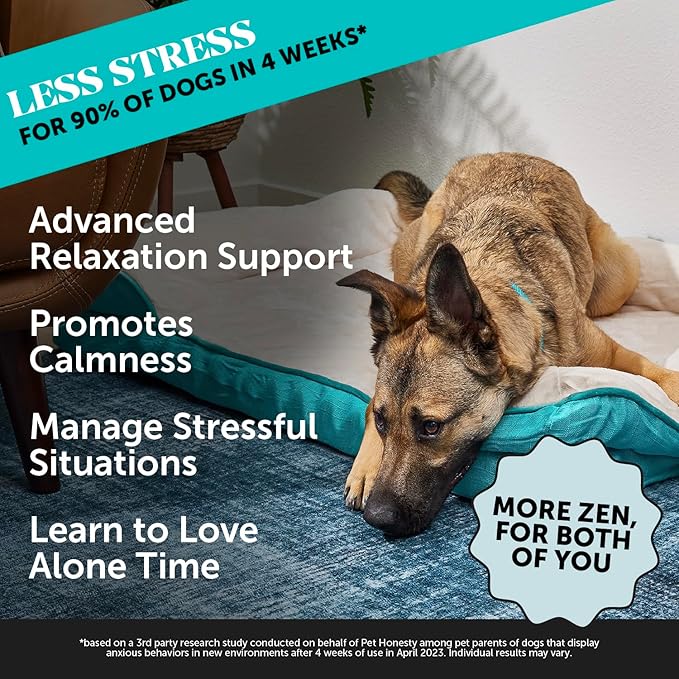 Pet Honesty Calming Melatonin for Dogs - Natural Dog Anxiety Relief with Chamomile + L-Theanine, Soft Calming Chews for Dogs Helps Aid with Stress, Thunder, Fireworks, Chewing, Barking (90 Count)