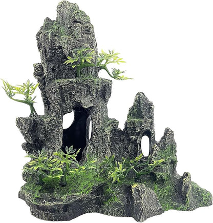 Aquarium Decorations Large and Tall Large Aquarium Decoration for Fish Tank Decorations Fish Tank Ornaments Mountain View Stone Ornament Tree Rock Cave Artificial Fishtank Ornament