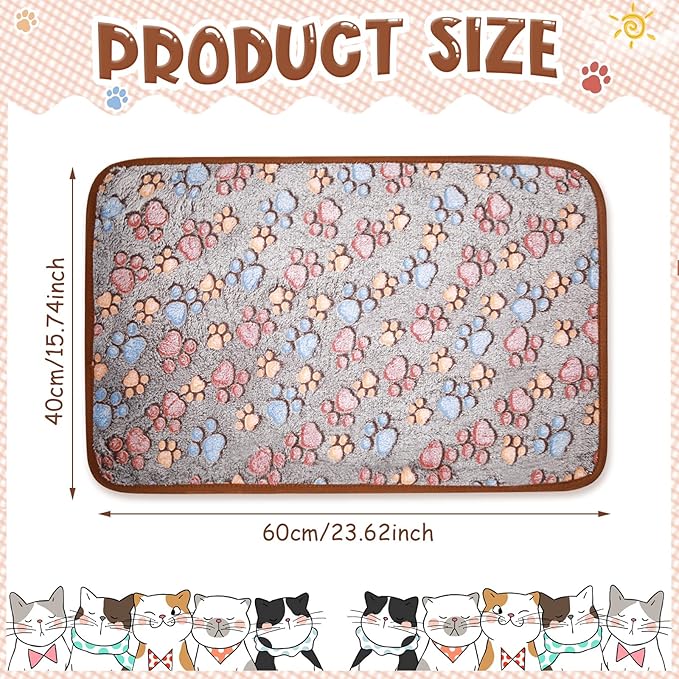 Tatuo 4 Pcs Dog Blanket Pet Puppy Blanket Puppy Teething Toys Paw Print Fleece Blanket for Pet Cat Soft Warm Sleep Mat Guinea Pig Cage Blanket(Small(24 x 16 Inch),Black)