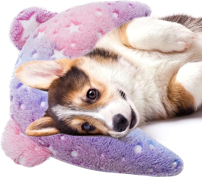 Pet Calming Pillow for Dogs, Soft U-Shaped Pillow Glow in The Dark, Joint Relief, Sleep Comfortably,Suit for Small, Medium, Large Dogs, Fluffy Pet Neck Pillow (M-Pink)