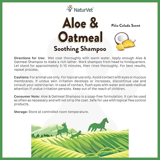 NaturVet Aloe & Oatmeal Soothing Shampoo for Dogs & Cats 16 oz