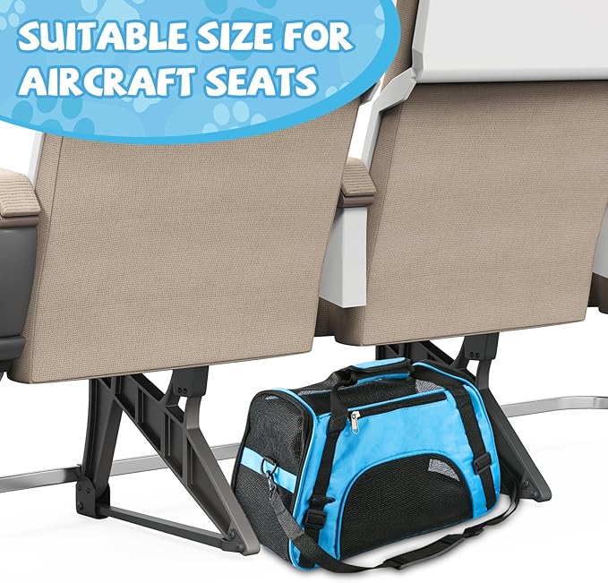 Sweetude 4 Pcs Cat Carrier Soft Pet Carrier for Cat Under 13lbs, 16.9X 11x 7.5 Inch, Soft Sided Foldable Comfortable Portable Carrying Bag for Cat Small Dog Pet Travel (Rose Red, Blue)