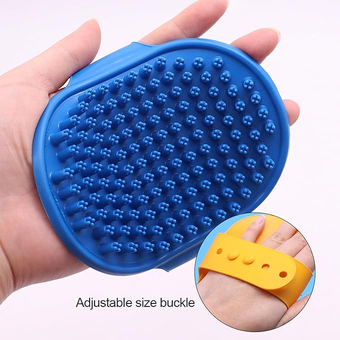 3PCS Pet Grooming Set: Shampoo Brush, Scrubber for Bathing, Shedding Massage Gloves for Short & Long Fur