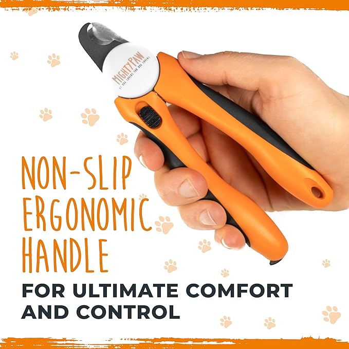 Mighty Paw Dog Nail Clippers - Dog Claw Clippers - Pet Claw Trimming and Grooming Set - Built-in Safety Guard - Sharp Stainless Steel Blade - Ergonomic Handle - Nail Trimmer - Paw Trimmer (Orange)