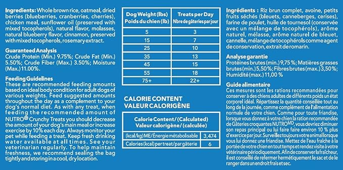 Nutro Crunchy Dog Treats 2 Flavor Variety Bundle: (1) Nutro Crunchy Dog Treats with Real Peanut Butter and (1) Nutro Crunchy Dog Treats with Real Mixed Berries, 10 Ounces Each (2 Bags Total)