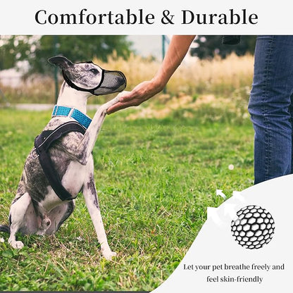 Dog Muzzle, Breathable Soft Muzzle for Medium to Large Dogs to Anti & Prevent Barking Biting Chewing, Reflective & Adjustable Basket Muzzle with Air Mesh for Beagle Black L
