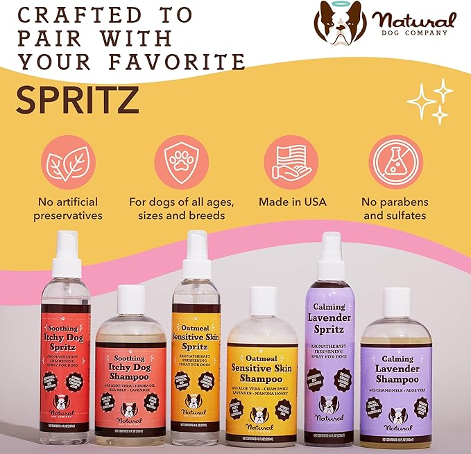 Natural Dog Company Oatmeal Shampoo for Dogs with Sensitive Skin, Ideal Anti Itch and Puppy Shampoo Oatmeal Itch Relief Dog Dandruff Shampoo, Aloe Itchy Skin Relief for Dogs 12 oz