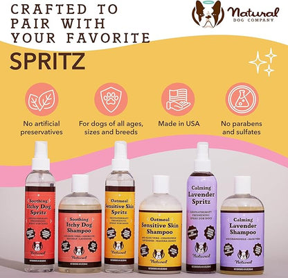 Natural Dog Company Oatmeal Shampoo for Dogs with Sensitive Skin, Ideal Anti Itch and Puppy Shampoo Oatmeal Itch Relief Dog Dandruff Shampoo, Aloe Itchy Skin Relief for Dogs 12 oz