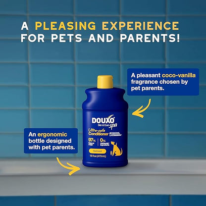 DOUXO® Skin & Coat SPA - Ultra-Safe Oatmeal Dog Conditioner, 16 fl oz, Safely Detangles, Revives The Coat and Moisturizes The Skin, Leaves The Coat Soft, Silky and Radiant, Skin-Friendly Formula