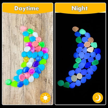 Glow in The Dark Fish Tank Rocks,Glowing Rocks Stones Resin Glow in Dark Pebbles for Outdoor Garden, Fish Tank, Aquarium, Landscaping,Driveway Decoration,Multi 1.4 Lb