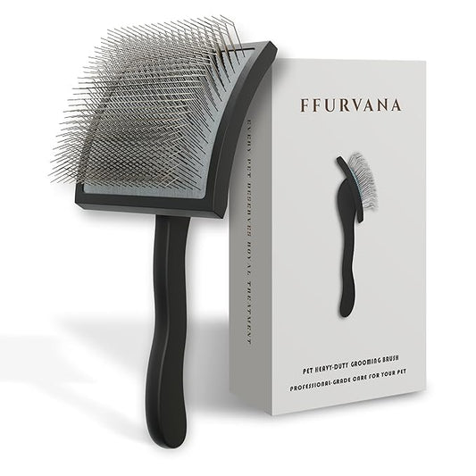 Doodle Slicker Dog Brush _erfect For Goldendoodle & Poodle Hair Maintenance - Medium to Long Hair Breeds-Detangle, Brush, Black  Professional Pet Grooming Brush for Thick & Long-Haired Dogs