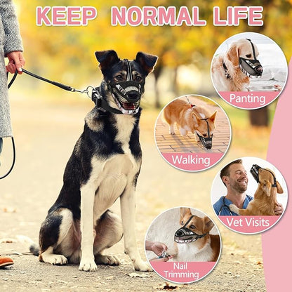 Dog Muzzle for Large Medium Small Dogs, Soft Mesh Muzzle for Dogs with Reflective Adjustable Strap, Prevent Biting Chewing and Licking, Dog Nose Open Design for Reduction Friction (Pink, XL)