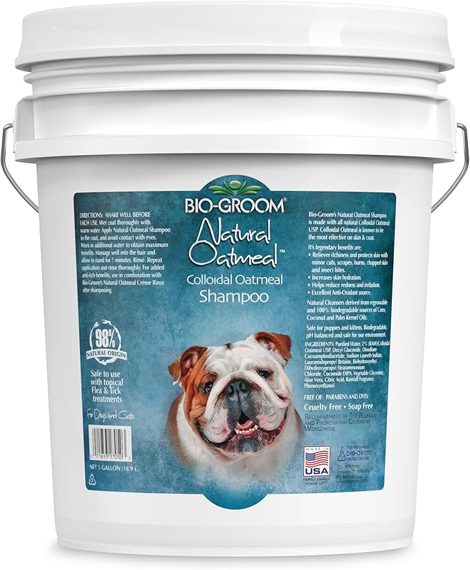 Bio-Groom Oatmeal Dog Shampoo  for Allergies and Itching, Cruelty-Free, Dog Bathing Supplies, Puppy Shampoo for Sensitive Skin, Made in USA, Anti-Itch Dog Products  5 Gallons
