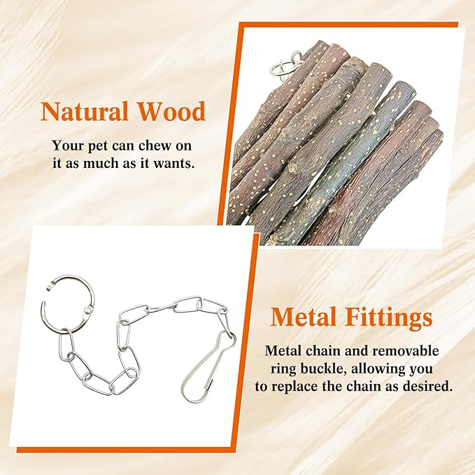 BNOSDM Wooden Bird Tunnel Parrot Swing Toys Natural Fruitwood Hanging Nest Parrot Hammock Bird Cage Accessories for Conures, Parakeets, Budgies, Finches, Cockatiels, Lovebirds (S)