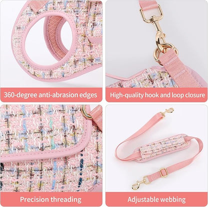 Dog Lift Harness Dog Carrier Dog VES Harness Adjustable Dog Leash with Small Puppy Treat Bag（Pink,XS）