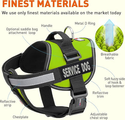 Dogline Unimax Service Dog Vest and Free Service Dog ID Badge with ADA Law, Medium, Lime Green