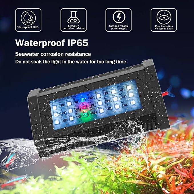 Lominie Planted Aquarium Light, 4 Channel Timer Dimmer Freshwater Small Fish Tank Light 6500K with Gooseneck for Planted Refugium Nano Tank (Freshwater)