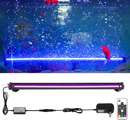 Bubbler Aquarium Fish Tank Decor: Submersible Aquarium Lighting with Oxygen Boost for Fish Lovers - Waterproof RGB Light Bar Bubble Wall with Remote for 30-35 Inch Saltwater Freshwater Fishes Tanks