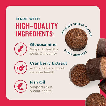 VetIQ 8-in-One Multifunctional Supplement for Dogs, Supports Hip & Joint, Urinary Tract, Immune System, Skin Health and Heart Health, Soft Chews, Made in The USA, 60 Count (Pack of 2)