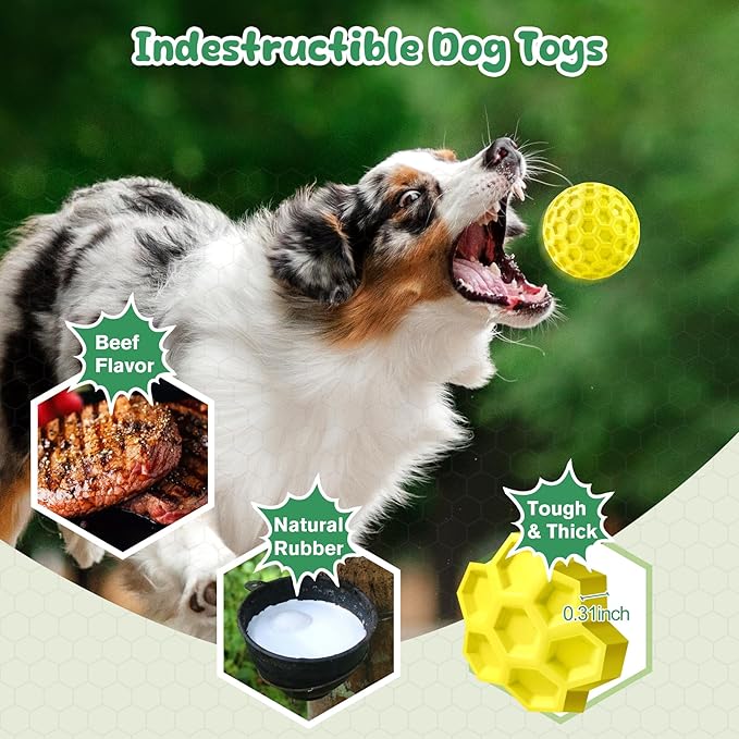Squeaky Dog Toys for Aggressive Chewers, Indestructible Dog Balls for Aggressive Chewers, Squeaky Balls for Dogs,Interactive Dog Toys for Large Dogs,Funny Dog Squeaky Ball Heavy Duty Dog Toy