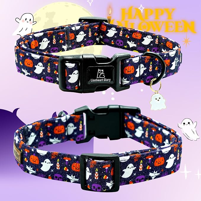 Lionheart glory Dog Collars Fall Halloween Pumpkin Collar Dog Heavy Comfortable Adjustable Dog Collar for Small Collar Dogs Girls or Boys Dog Collar Cute Pet Gift