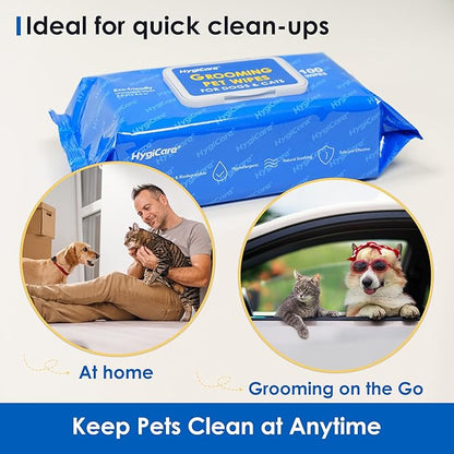 Pet Grooming Wipes for Dogs & Cats, 400 Count, 8"x8" Ultra Thick & Soft, Unscented, Hypoallergenic Formula, Safe on Coat, Paws, Ears, Bum & Sensitive Skin