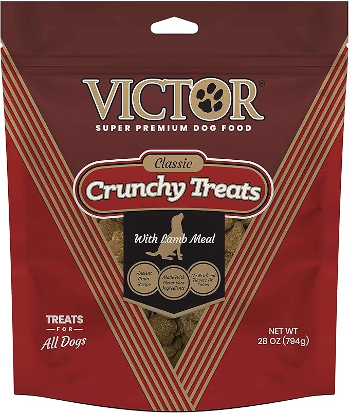 Victor Super Premium Dog Food  Classic Crunchy Dog Treats with Lamb Meal  Gluten-Free Treats for Small, Medium and Large Breed Dogs, 28oz
