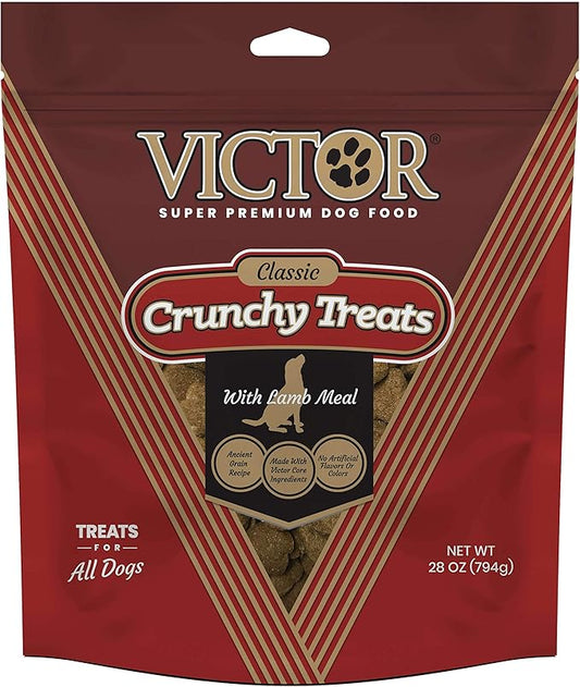 Victor Super Premium Dog Food  Classic Crunchy Dog Treats with Lamb Meal  Gluten-Free Treats for Small, Medium and Large Breed Dogs, 28oz