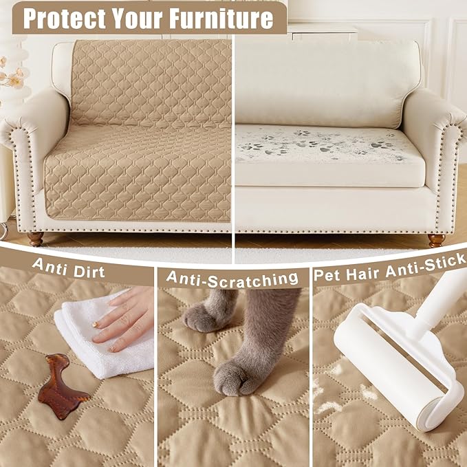 Smiry Waterproof Dog Blanket, Soft Dog Bed Cover Pet Blanket, Reversible Couch Cover for Dogs Washable, Pet Couch Covers for Sofa Furniture Protector for Puppy Cat (30x70 Inch, Camel/Beige)