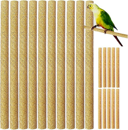 40Pcs Sand Perch Covers for Bird - Bird Perch Covers 7.5" Long x 3/8" Diameter Bird Perches for Parakeets, Lovebirds, Parrotlets, Canaries and Other Small Birds (Yellow, 40pcs 7.5" x 0.43")