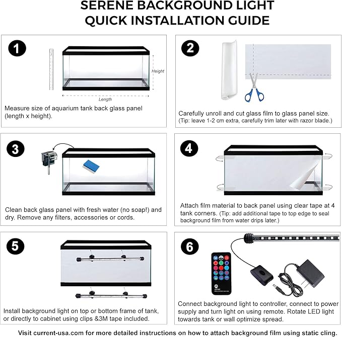 CURRENT USA 48" Serene Aquarium LED Background Light Kit | Fish Tank Lighting Backdrop Decoration Black 3D 40, 55, 75, 90 Gallon Tank (3153)