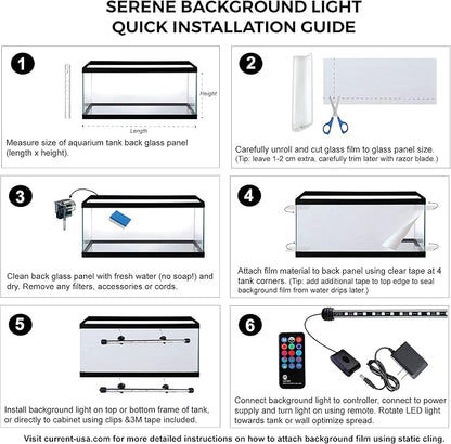 CURRENT USA 36" Serene Aquarium LED Background Light Kit | Fish Tank Lighting Backdrop Decoration Black 3D 29, 30, 40, 50, 55, 65 Gallon Tank (3152)