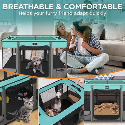 Pet Dog Cat Playpen,Foldable Waterproof Puppy KittenTent,Portable Playpen Kennel,Breathable Shade Cover Crate,Play Pen with Carrying Case, Indoor OutdoorTravel Camping for Small Animals