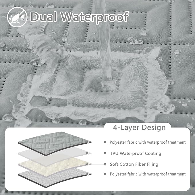 hyha Waterproof Dog Blanket, Soft Pet Bed Blankets, Waterproof Sofa Couch Cover for Dogs Washable, Reversible Pet Couch Covers for Sofa Furniture (82x82 Inch, Grey/Light Grey)