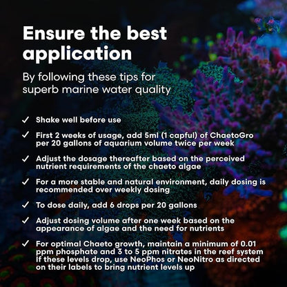 Brightwell Aquatics - ChaetoGro - Algae Nutrient Supplement for Chaetomorpha Growth in All Marine Fish Tanks - Multi-Nutrient Aquarium Water Treatments, 67.6 fl oz