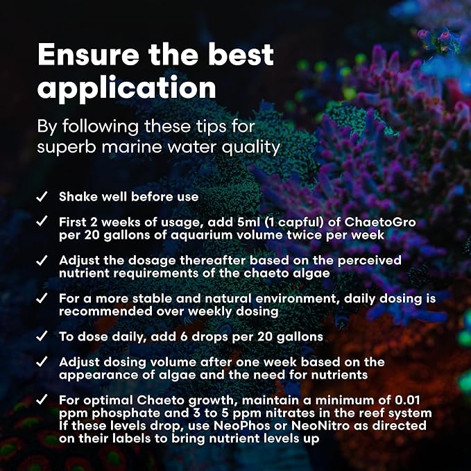 Brightwell Aquatics - ChaetoGro - Algae Nutrient Supplement for Chaetomorpha Growth in All Marine Fish Tanks - Multi-Nutrient Aquarium Water Treatments, 8.45 fl oz