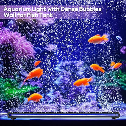 Submersible Bubble Aquarium Light：Multicolor RGB Fish Tank Light with Remote Timer & Adjustable Brightness for Pet Plants Grow - Waterproof Submersible Led Lights for 5-10In Saltwater Tanks