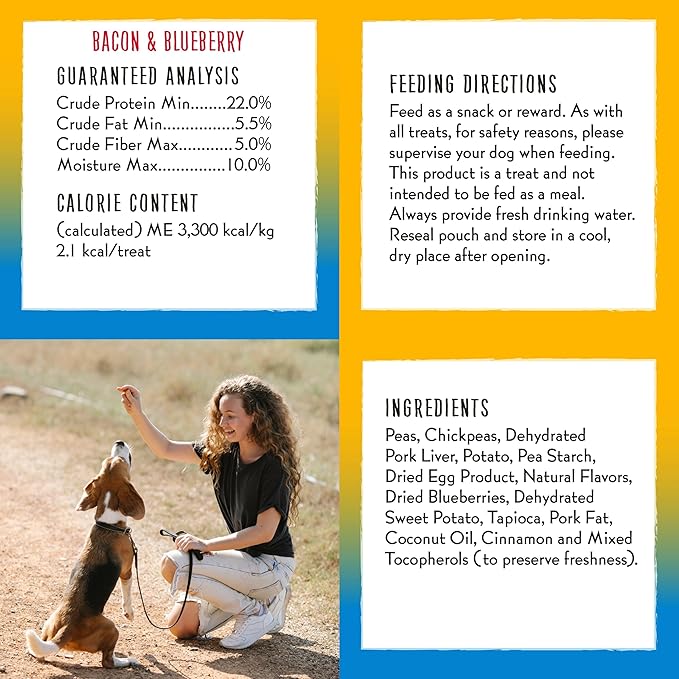 Charlee Bear Dogs Training Treat, Crunchy, Low Calorie, Grain Free Dog Treats, Made in USA, Best for Small and Medium Breeds, Bacon Blueberry & Turkey Sweet Potato Cranberry, 4 Pack 8oz Each