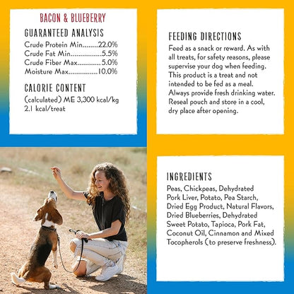 Charlee Bear Dogs Training Treat, Crunchy, Low Calorie, Grain Free Dog Treats, Made in USA, Best for Small and Medium Breeds, Bacon Blueberry & Turkey Sweet Potato Cranberry, 4 Pack 8oz Each