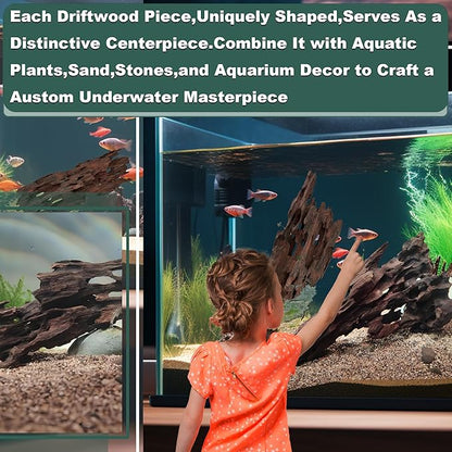 Natural Wood Driftwood for Aquarium Fish Tank Decor,Assorted Driftwood Trunk Branch for Reptile Tank Decor (SHP-XM Driftwood XL(14 to16 Inch)-Pack of 1)