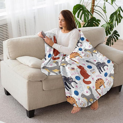 Cat Blanket, Cats Gifts for Girls Women, Cat Gift for Cats Lovers, Birthday Gifts Decor Throw Blanket 50"x60"