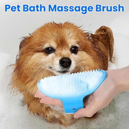 2Pcs Dog Bath Brush Scrubber, Rubber Pet Shampoo Curry Brush/Dog Massage Comb with Adjustable Ring Handle, Dog Shower Brush Puppy Brushes for Long Short Hair Dogs Cats Grooming Supplies
